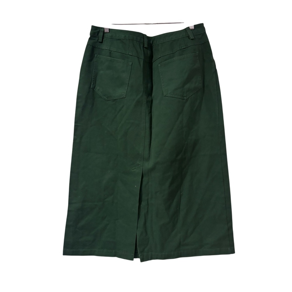 NWT Bridgewater Studio Green Denim Midi Skirt Size 18 High Waisted Casual Boho - Picture 9 of 10